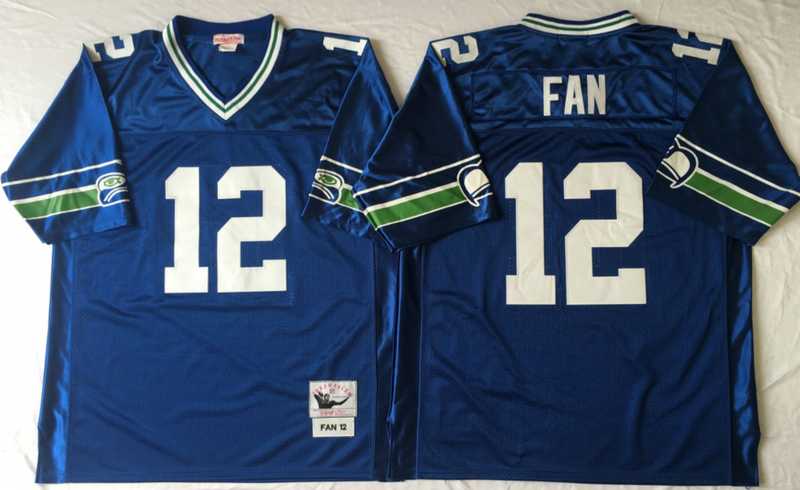 Seahawks 12 Fan Blue M&N Throwback Jersey->nfl m&n throwback->NFL Jersey